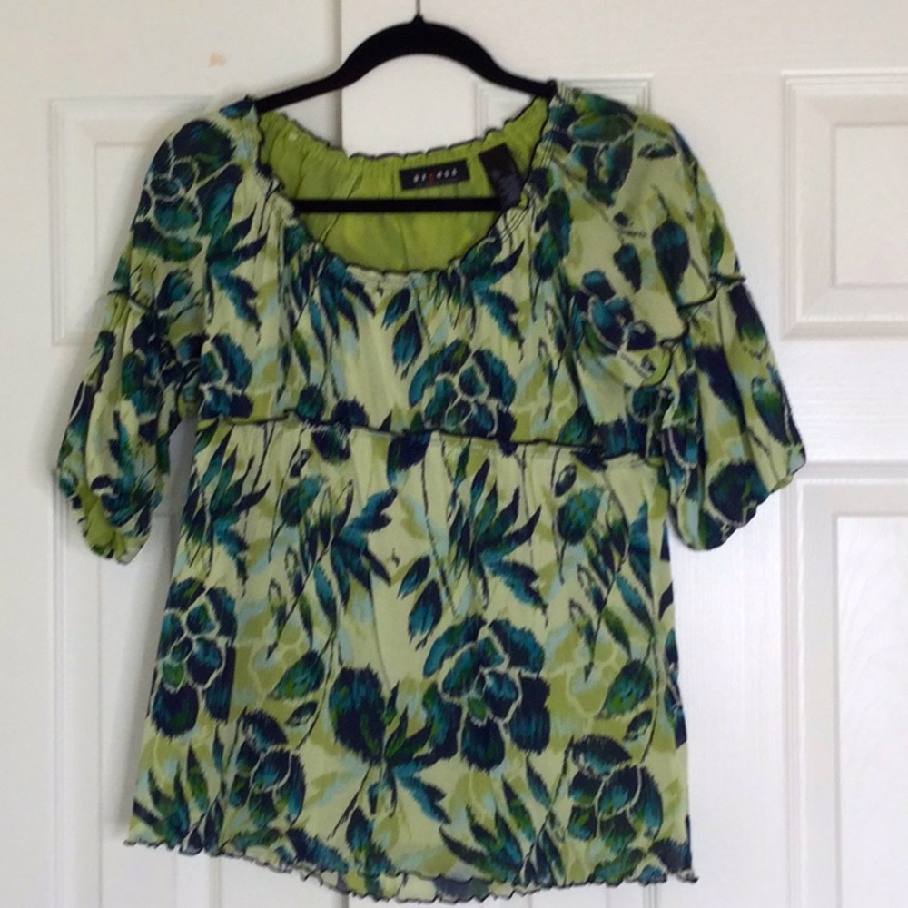 Ladies top Liz Claiborne access shirt green blue